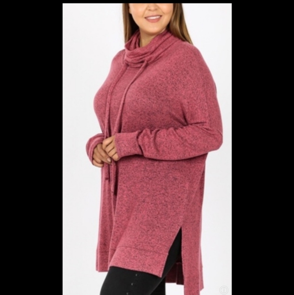 Plus Size Rose Melange Tunic Top - Picture 3 of 6